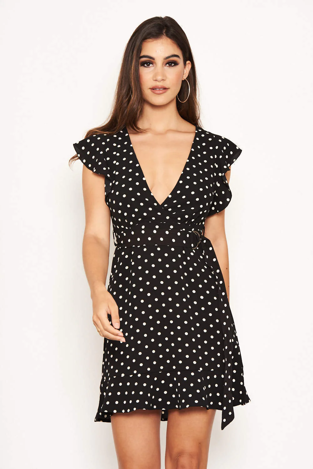 Black Polka Dot Ruffle Dress - Image 5