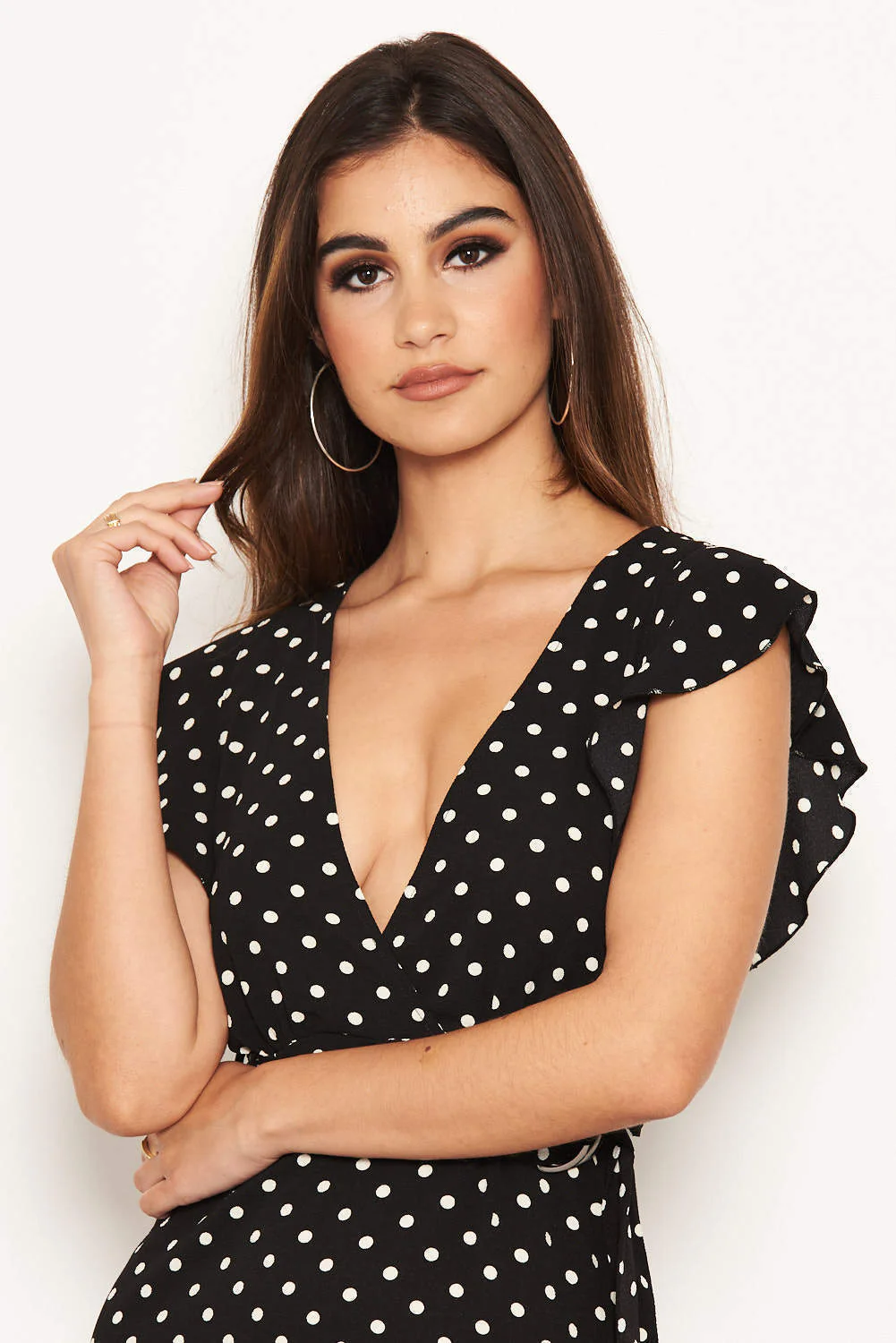 Black Polka Dot Ruffle Dress - Image 6