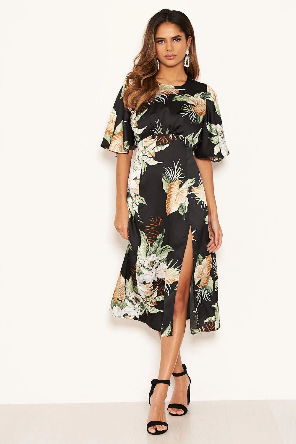 Black Printed Midi Dress - Image 5