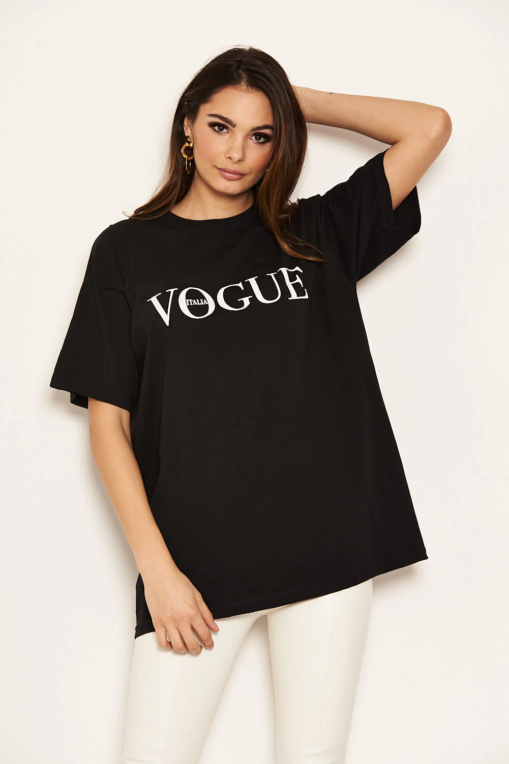 Black Printed Oversized Tee - Image 3
