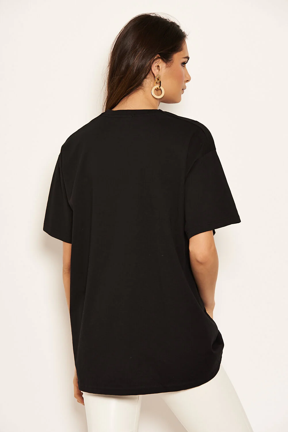 Black Printed Oversized Tee - Image 4
