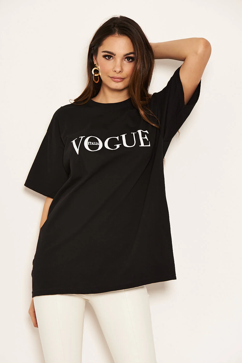 Black Printed Oversized Tee - Image 5