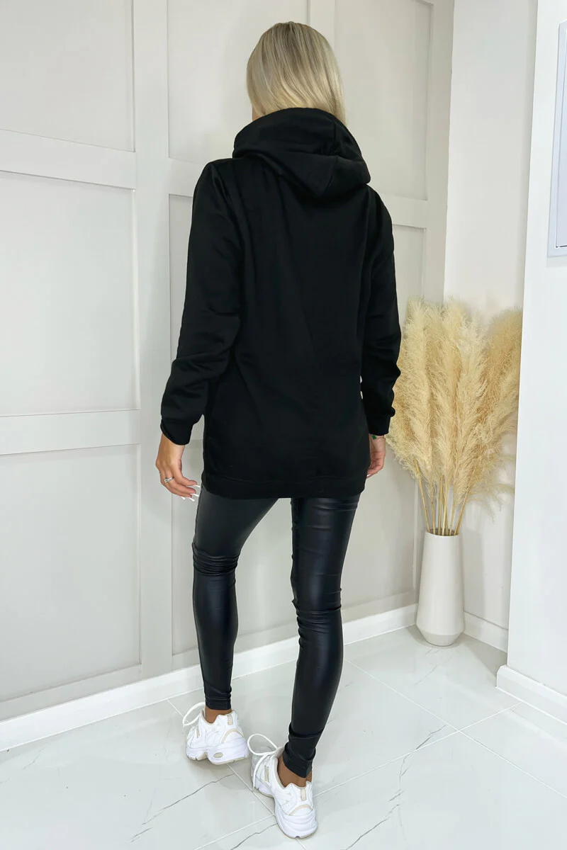 Black Pure Angels Slogan Hoodie - Image 4