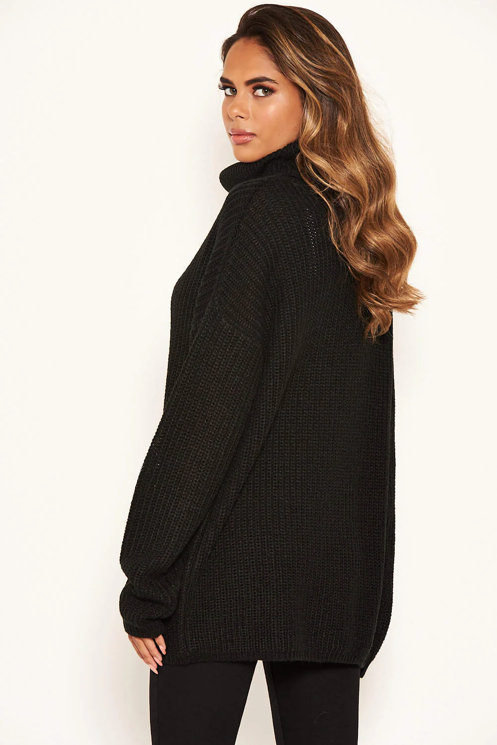 Black Roll Neck Knit Jumper - Image 3