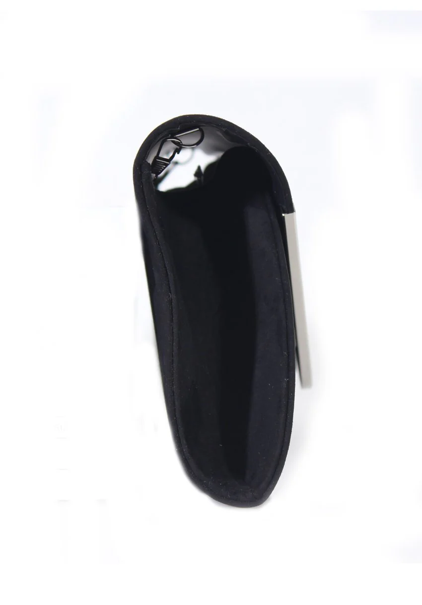 Black Rounded Clutch with Silver Detail - Image 2