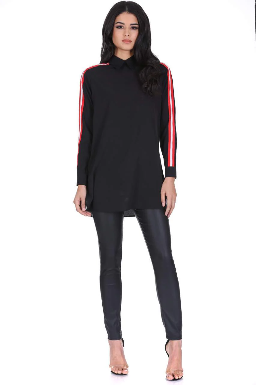 Black Shirt With Stripe Detail - Image 2