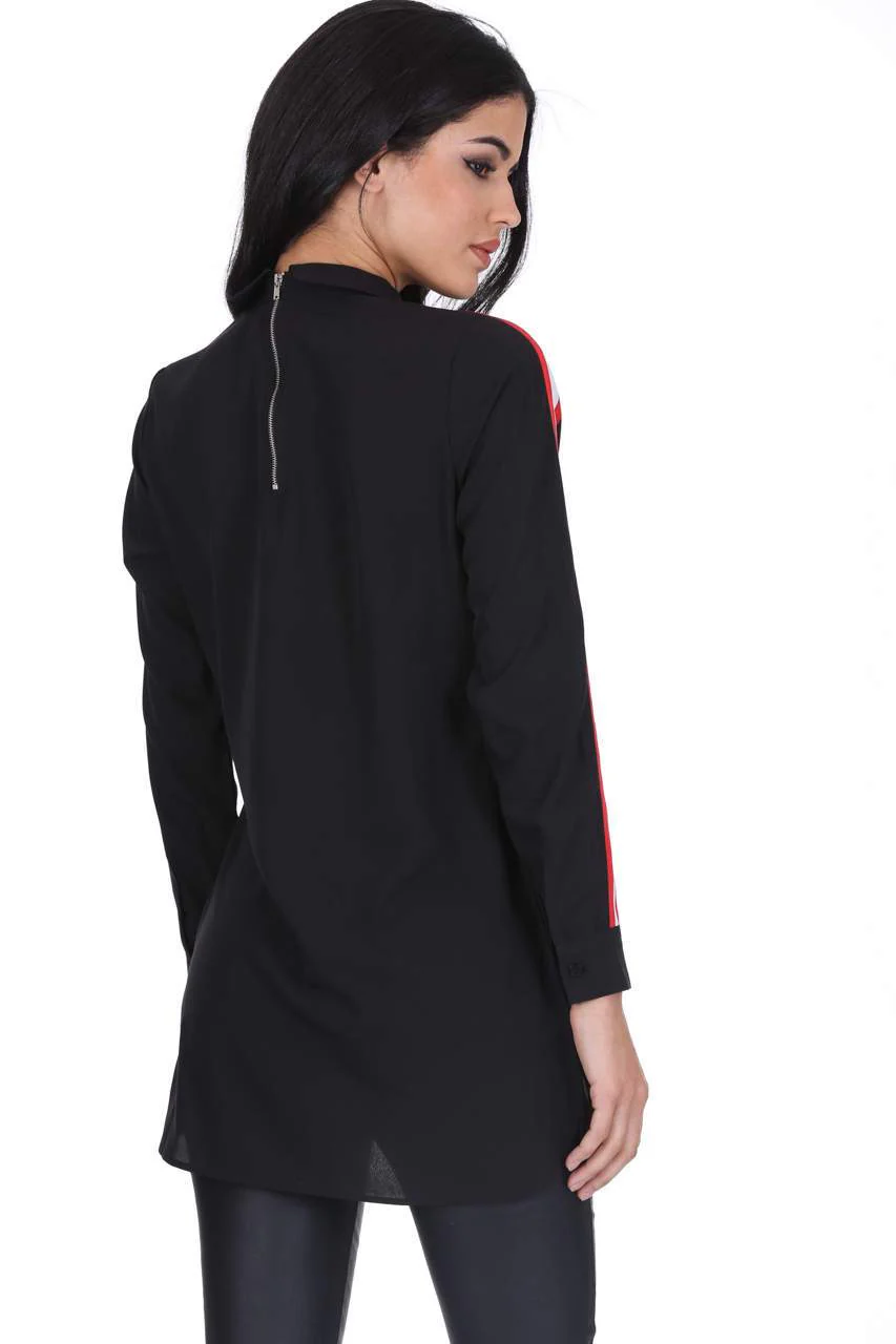 Black Shirt With Stripe Detail - Image 3