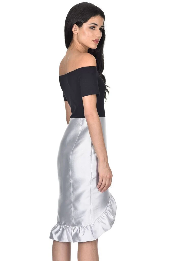 Black Silver 2 in 1 Frill Skirt Dress - Image 3