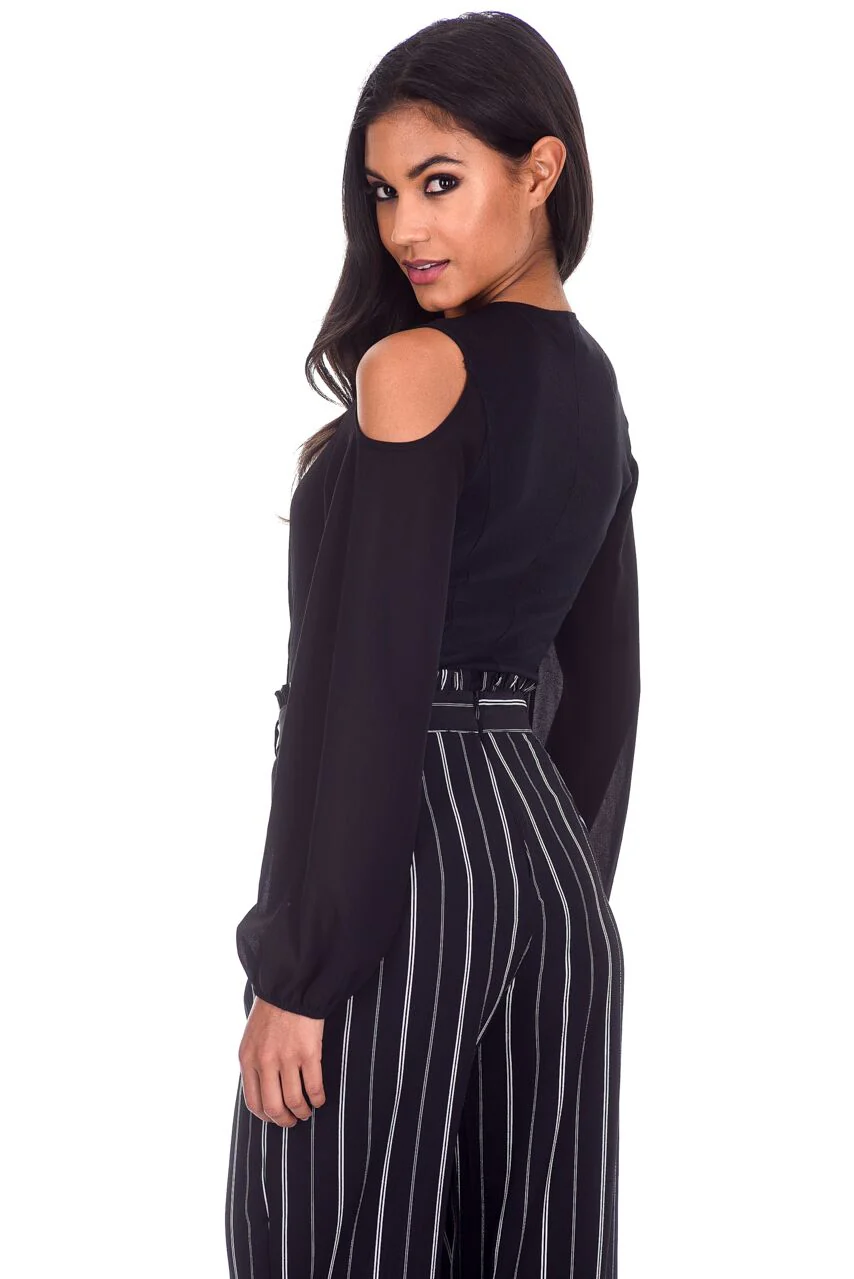 Black Sleeved Plunge Bodysuit - Image 3