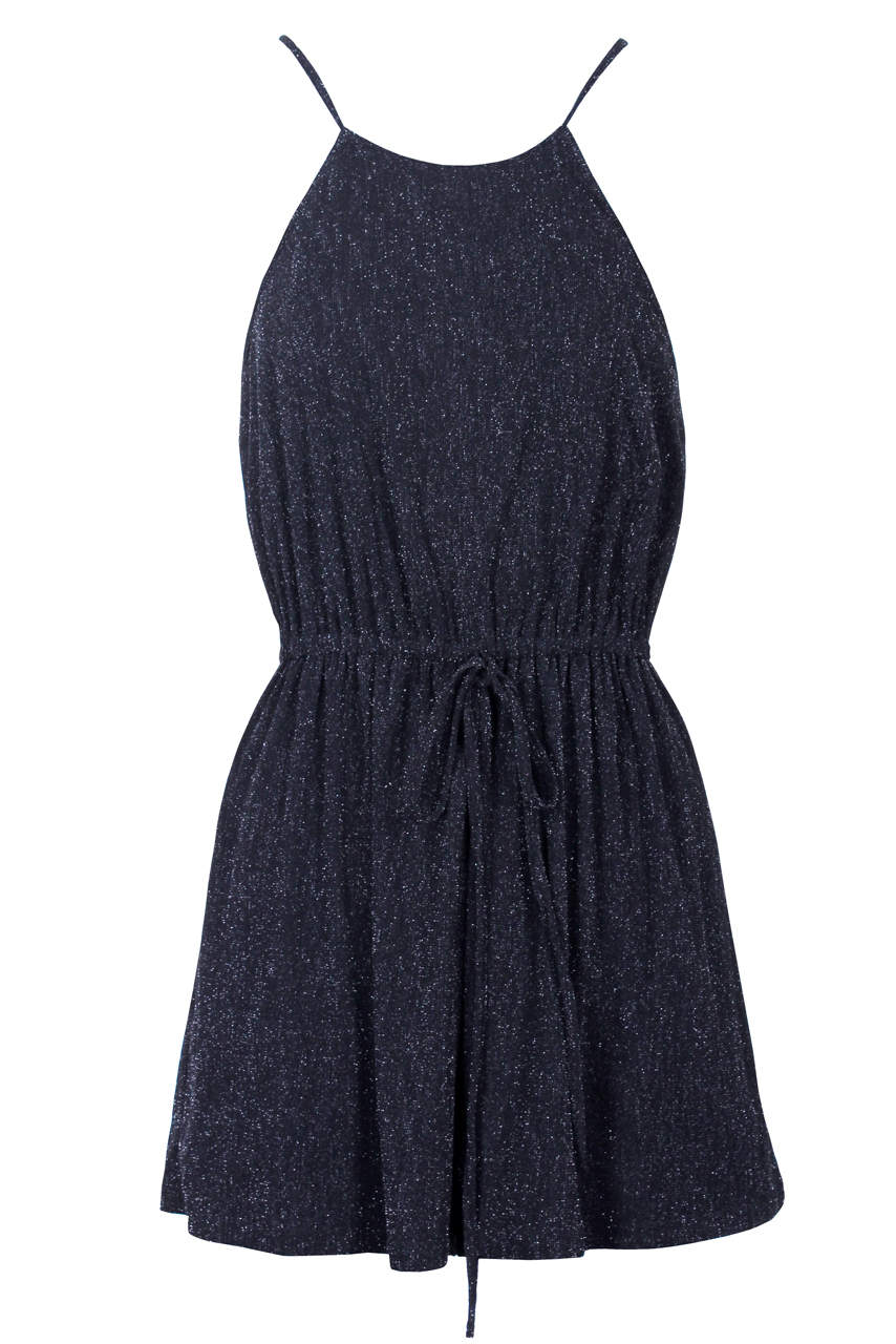 Black Sparkly Tie Waist Playsuit - Image 4
