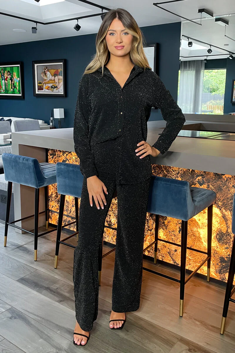 Black Sparkly Trousers - Image 2