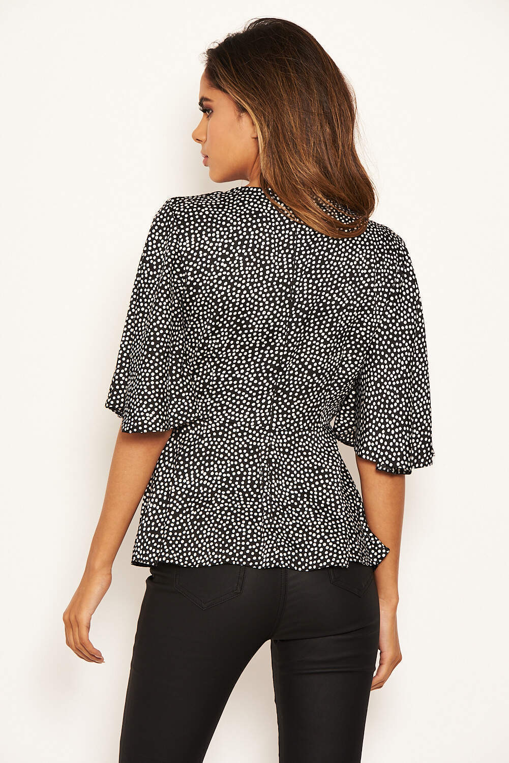Black Spotty Flared Blouse - Image 8