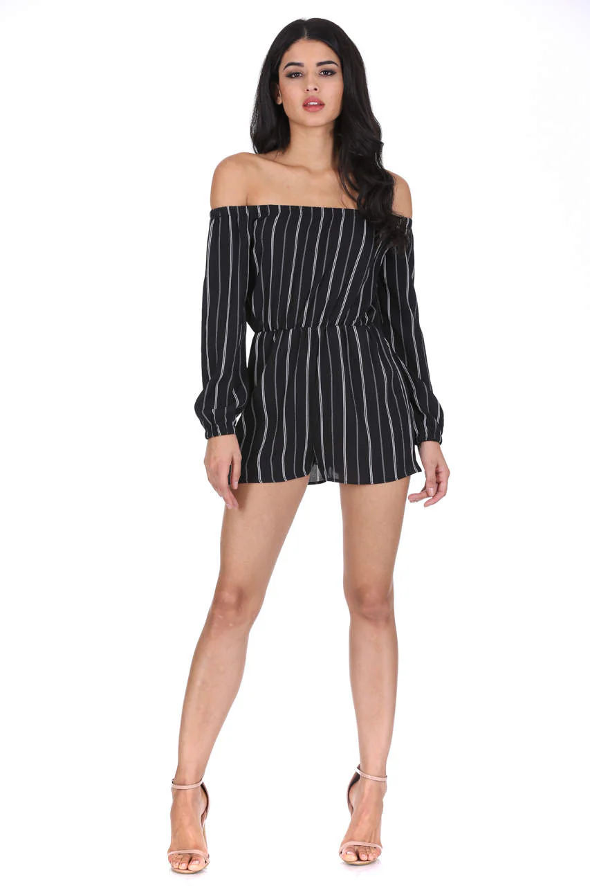 Black Striped Playsuit - Image 2
