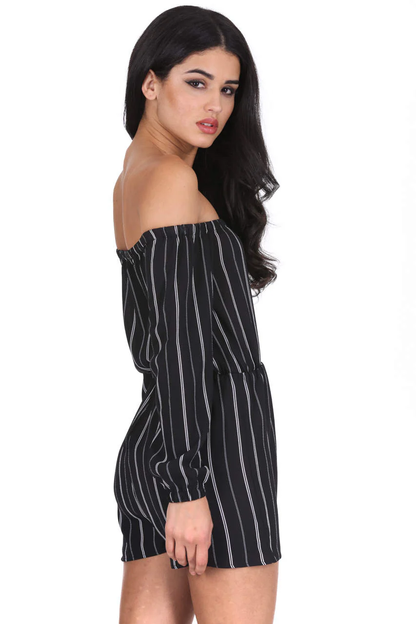 Black Striped Playsuit - Image 3