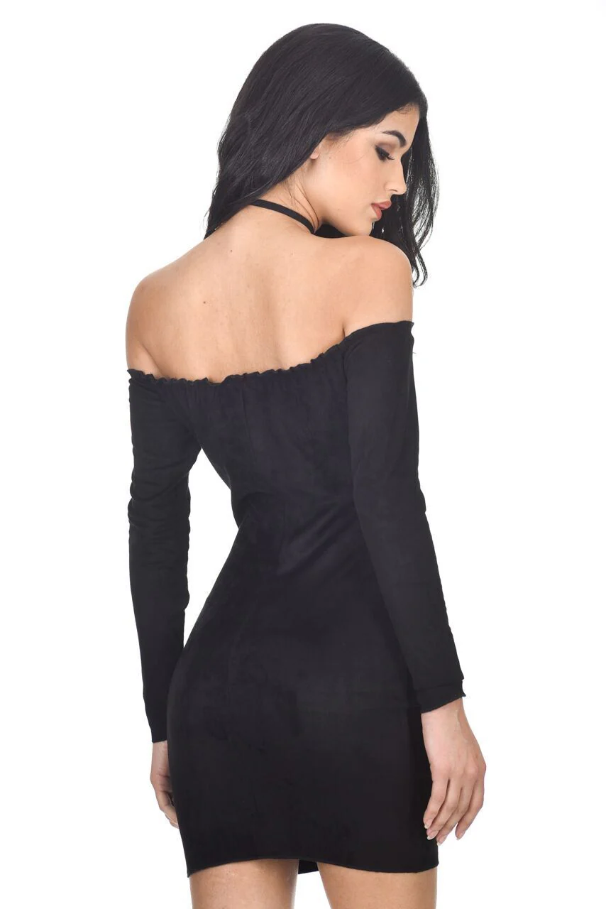 Black suede Bodycon dress - Image 3
