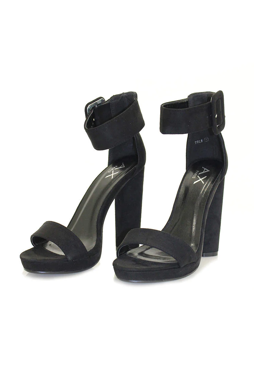 Black Suede Heels With Chunky Heel