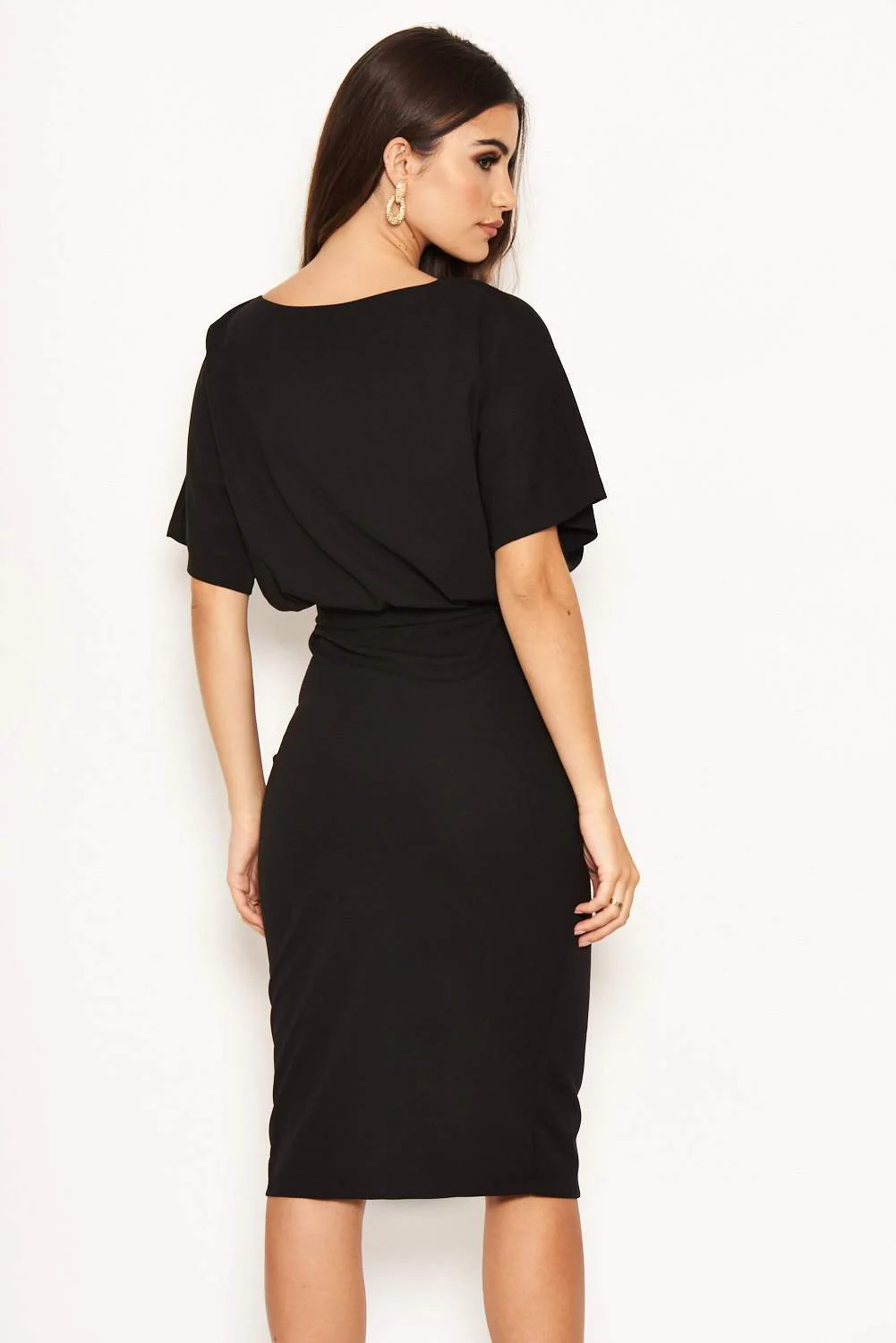 Black Tie Waist Midi Dress - Image 3