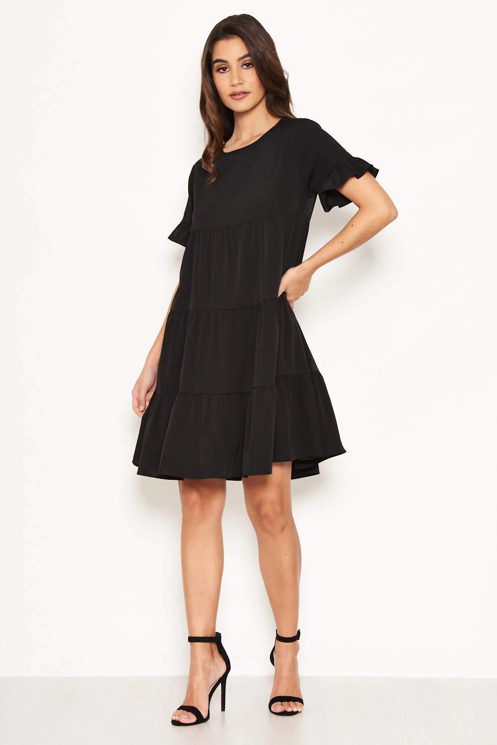 Black Tiered Frill Dress - Image 2