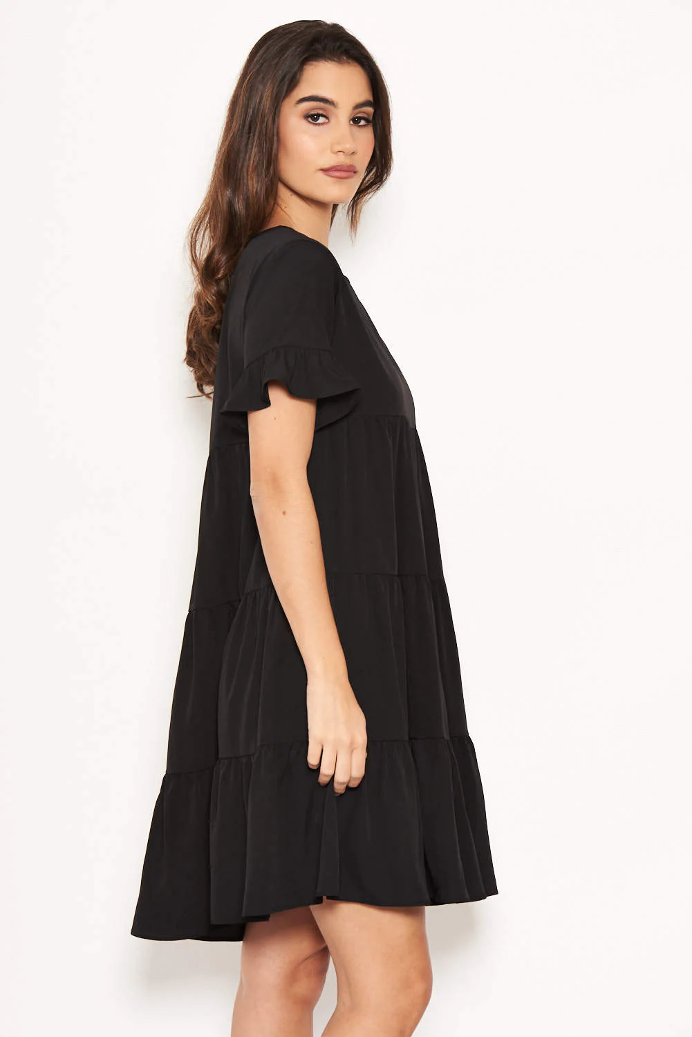 Black Tiered Frill Dress - Image 5