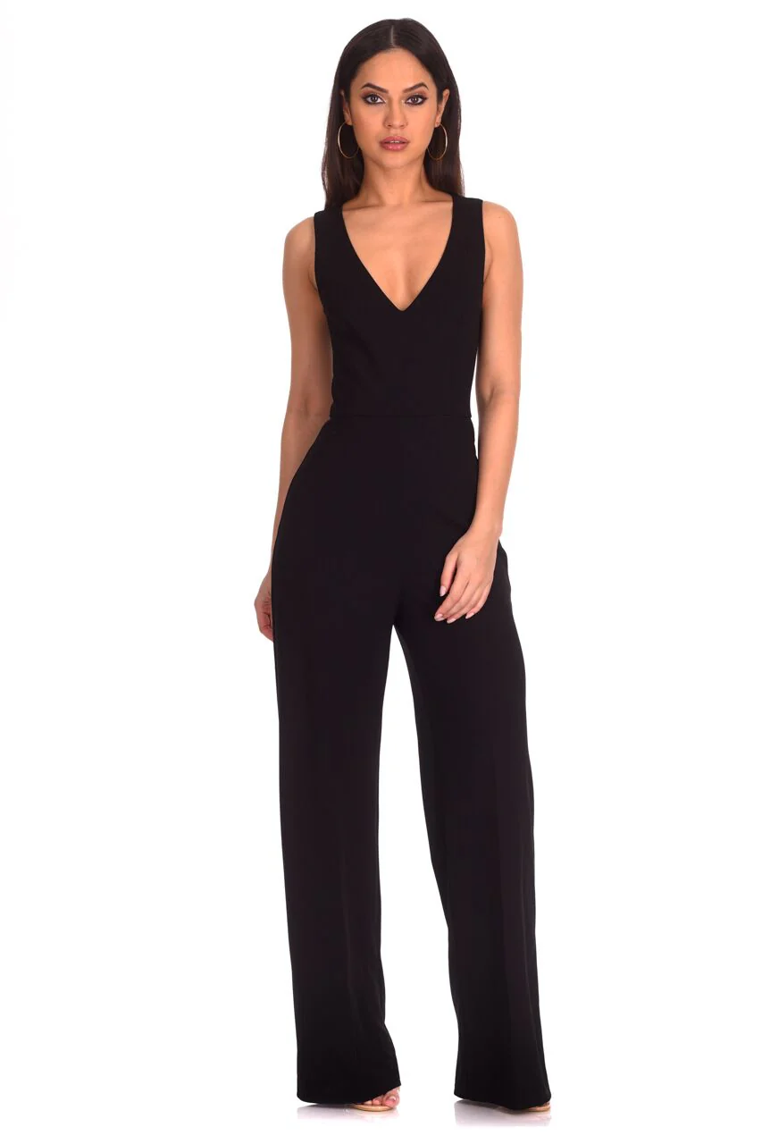 Black V Neck Jumpsuit - Image 2
