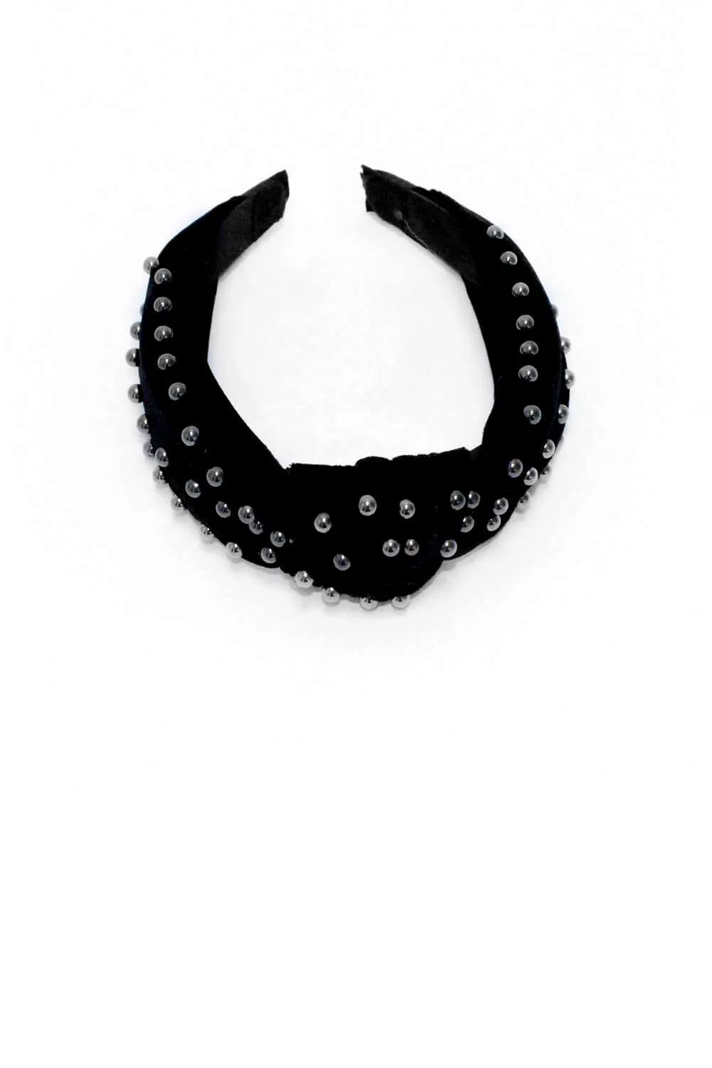 Black Velvet Studded Knot Headband - Image 2