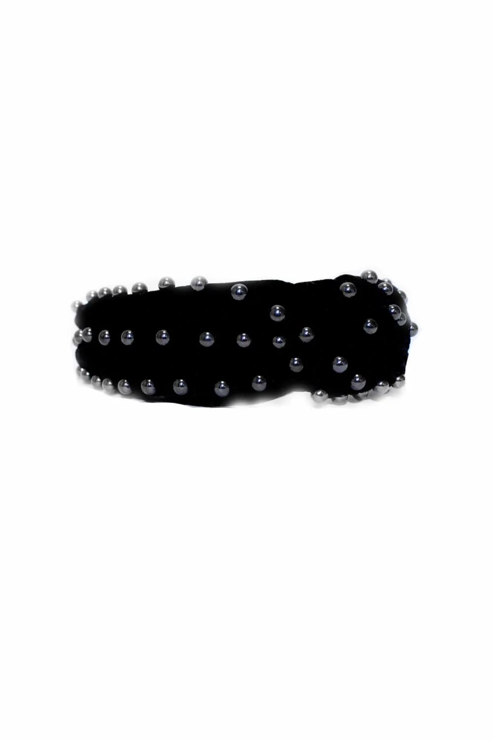 Black Velvet Studded Knot Headband - Image 3