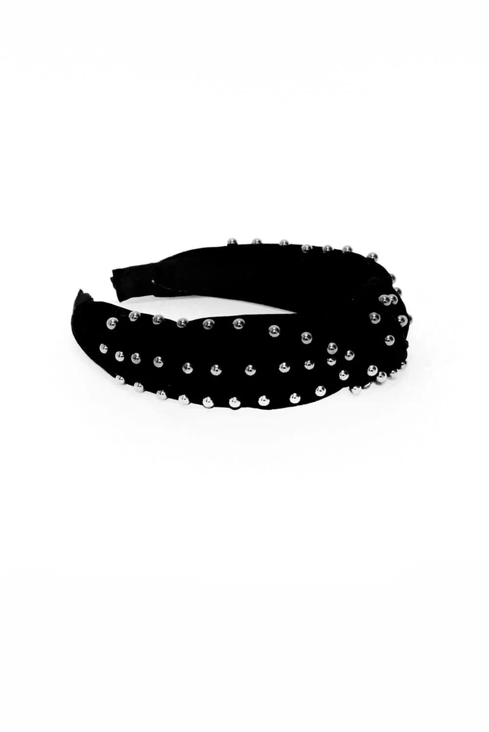 Black Velvet Studded Knot Headband - Image 4
