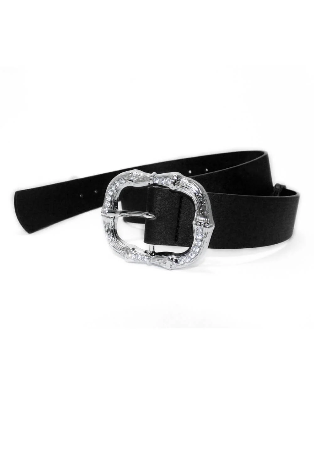 Black Western Style Diamante Buckle Belt - Image 2