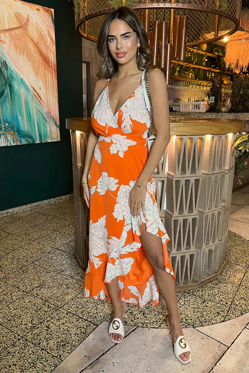 Blood Orange Frill Hem Midi Dress - Image 2
