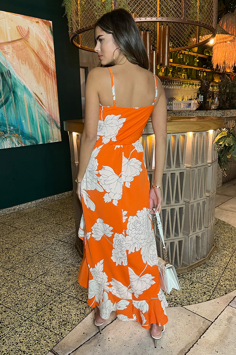 Blood Orange Frill Hem Midi Dress - Image 5