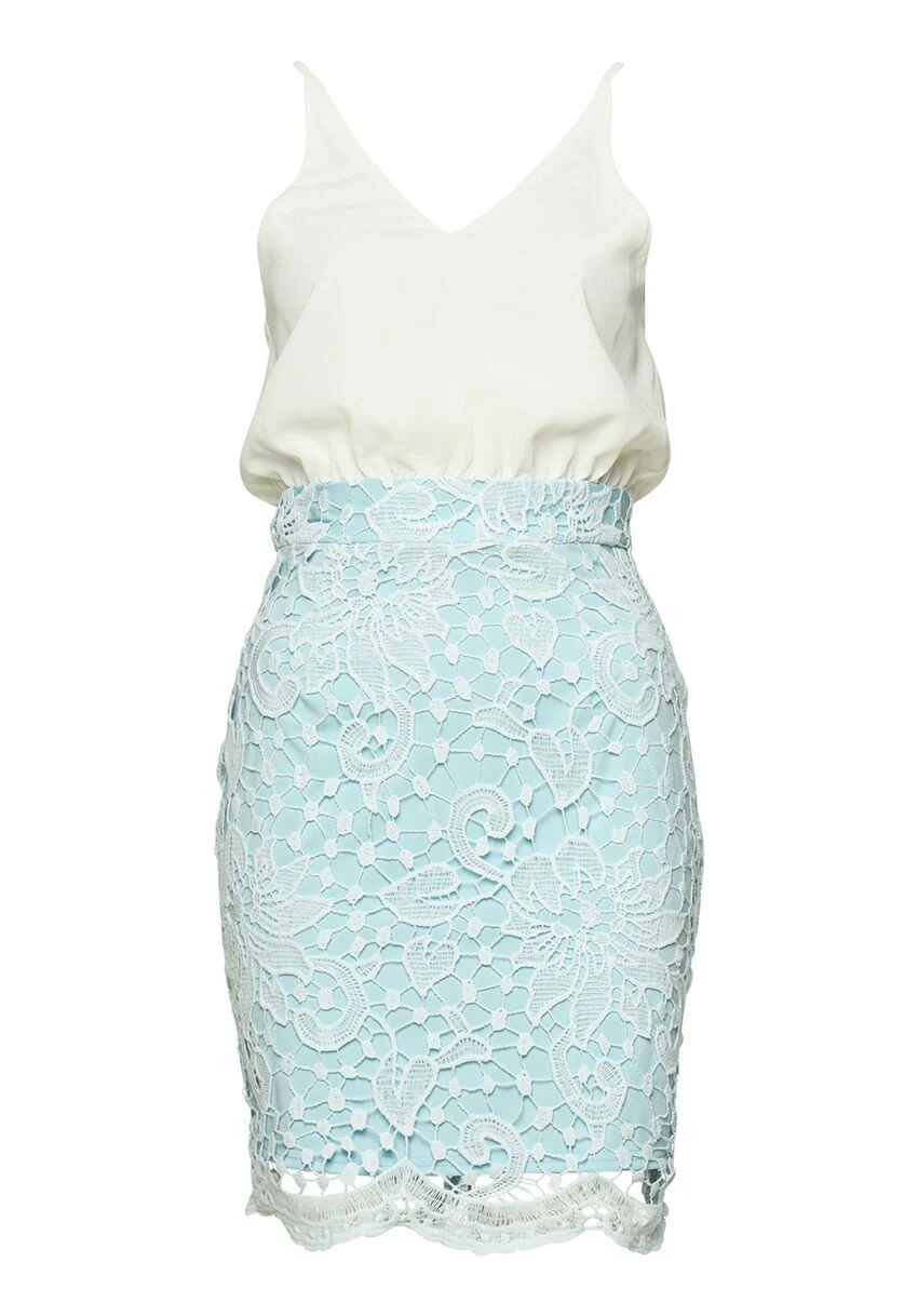 Blue 2 in 1 Crochet Skirt Mini Dress - Image 4