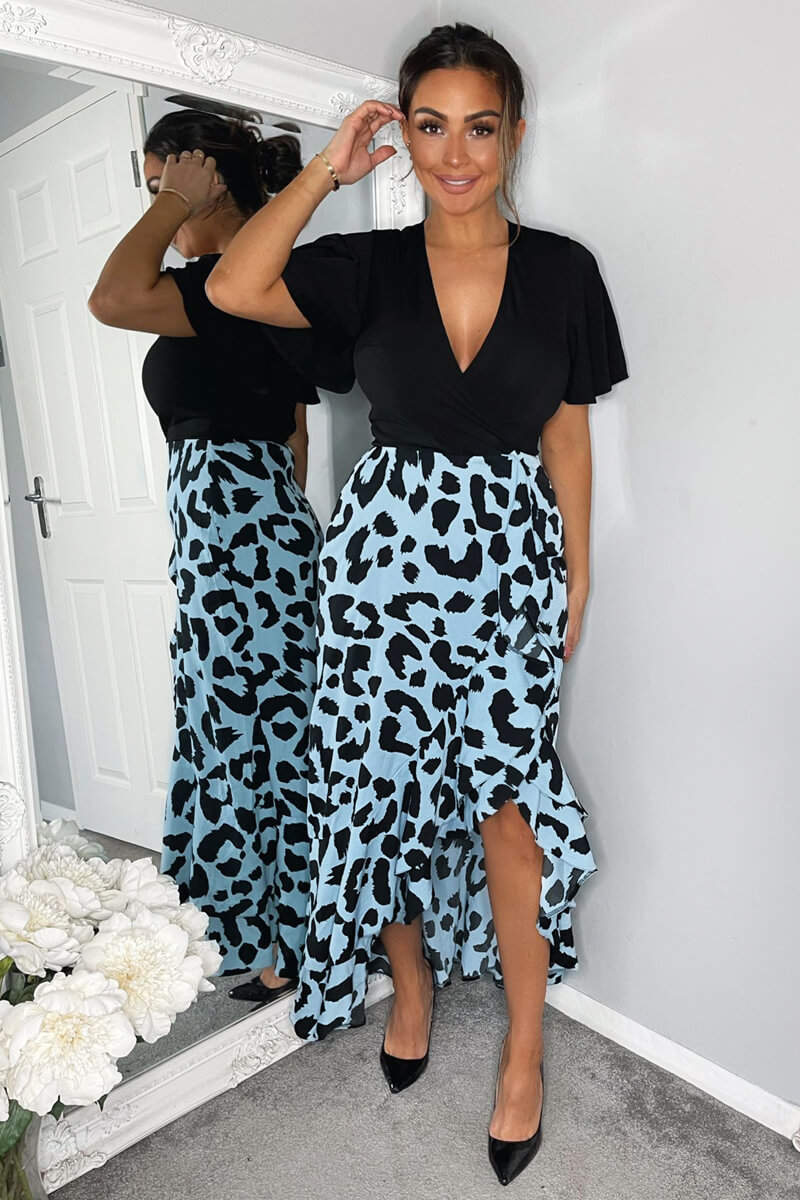 Blue Animal Printed 2 in 1 Midi Dress - Image 2