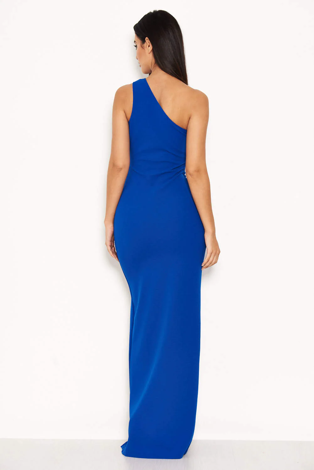 Blue Asymmetric Thigh Split Maxi Dress - Image 4