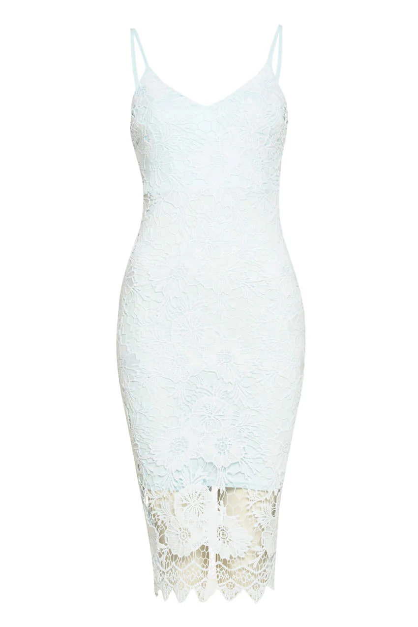 Blue Crochet Pencil Dress - Image 4