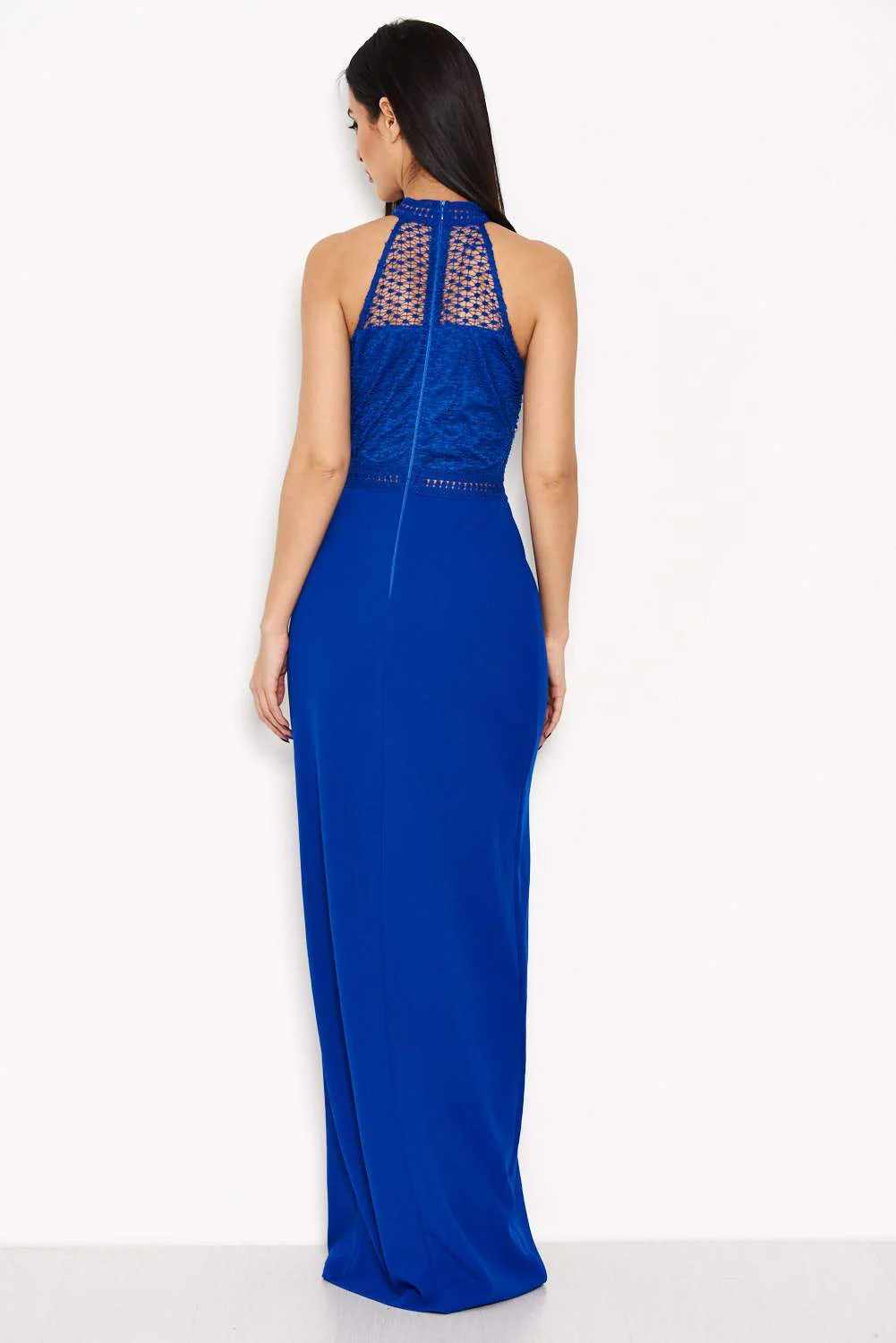 Blue Crochet Top High Neck Maxi Dress - Image 3