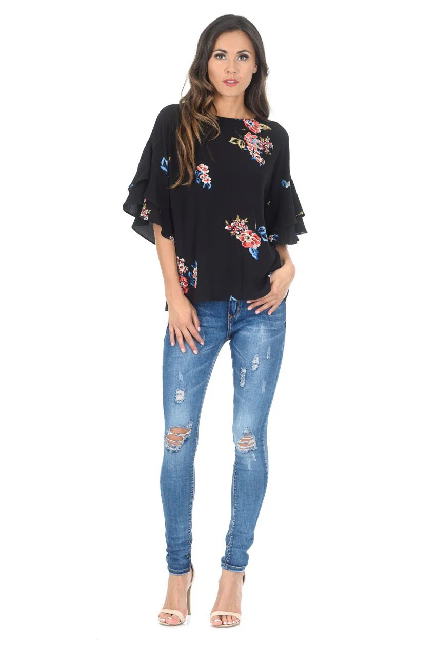 Blue Distressed Ripped Jeans - Image 2