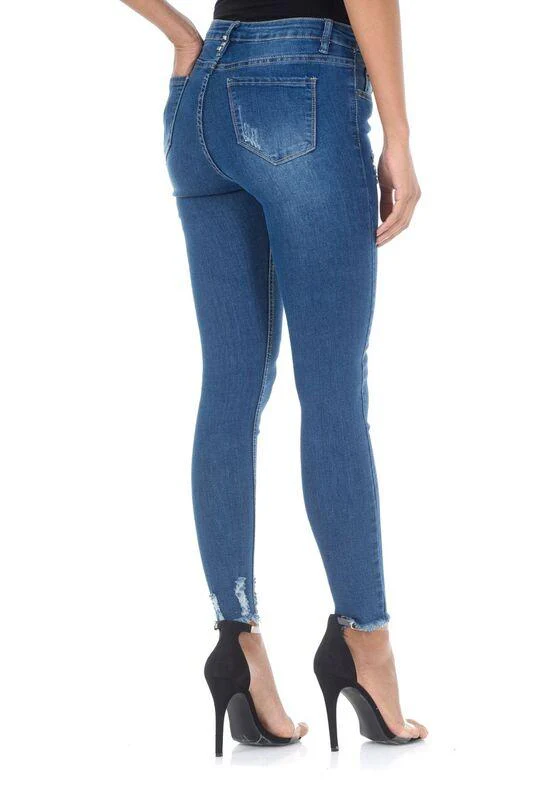 Blue Distressed Skinny Jeans - Image 3