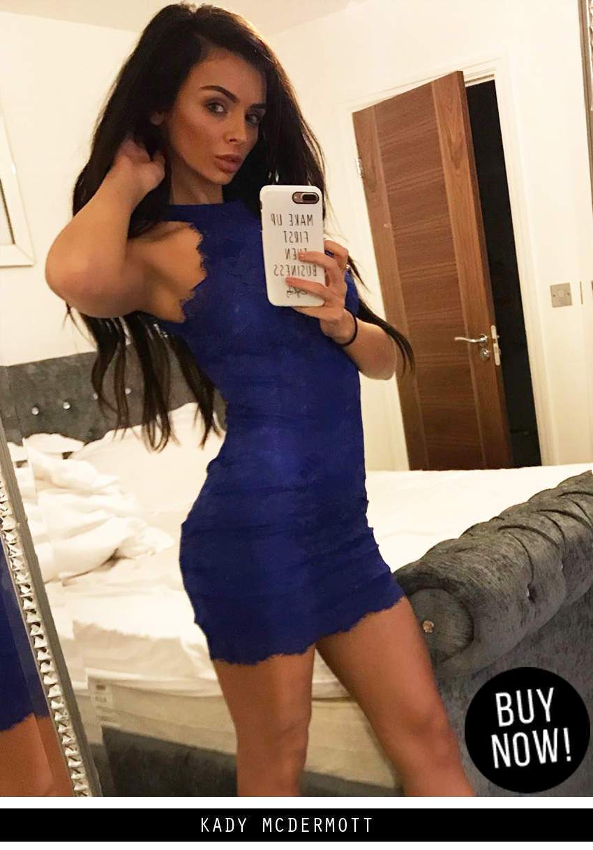 Blue Halter Lace Mini Dress - Image 2