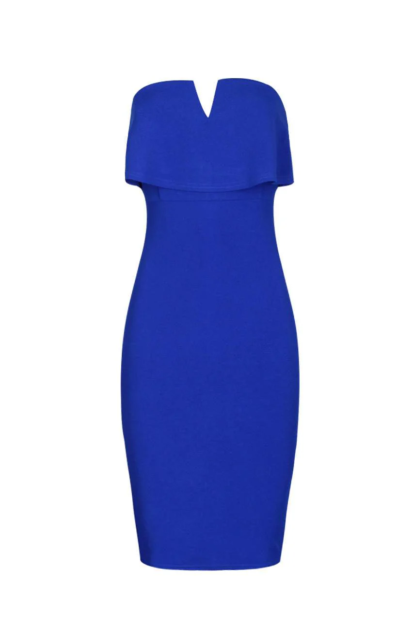 Blue Notch Front Bodycon Dress - Image 4
