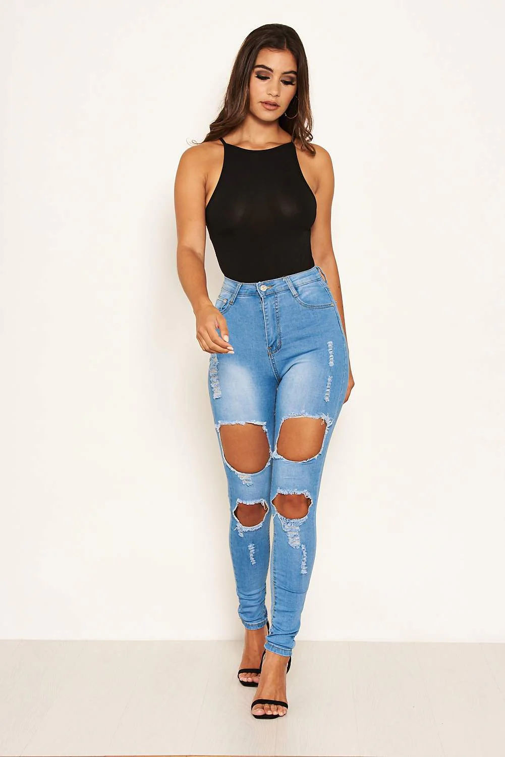 Blue Ripped High Waisted Jean - Image 2
