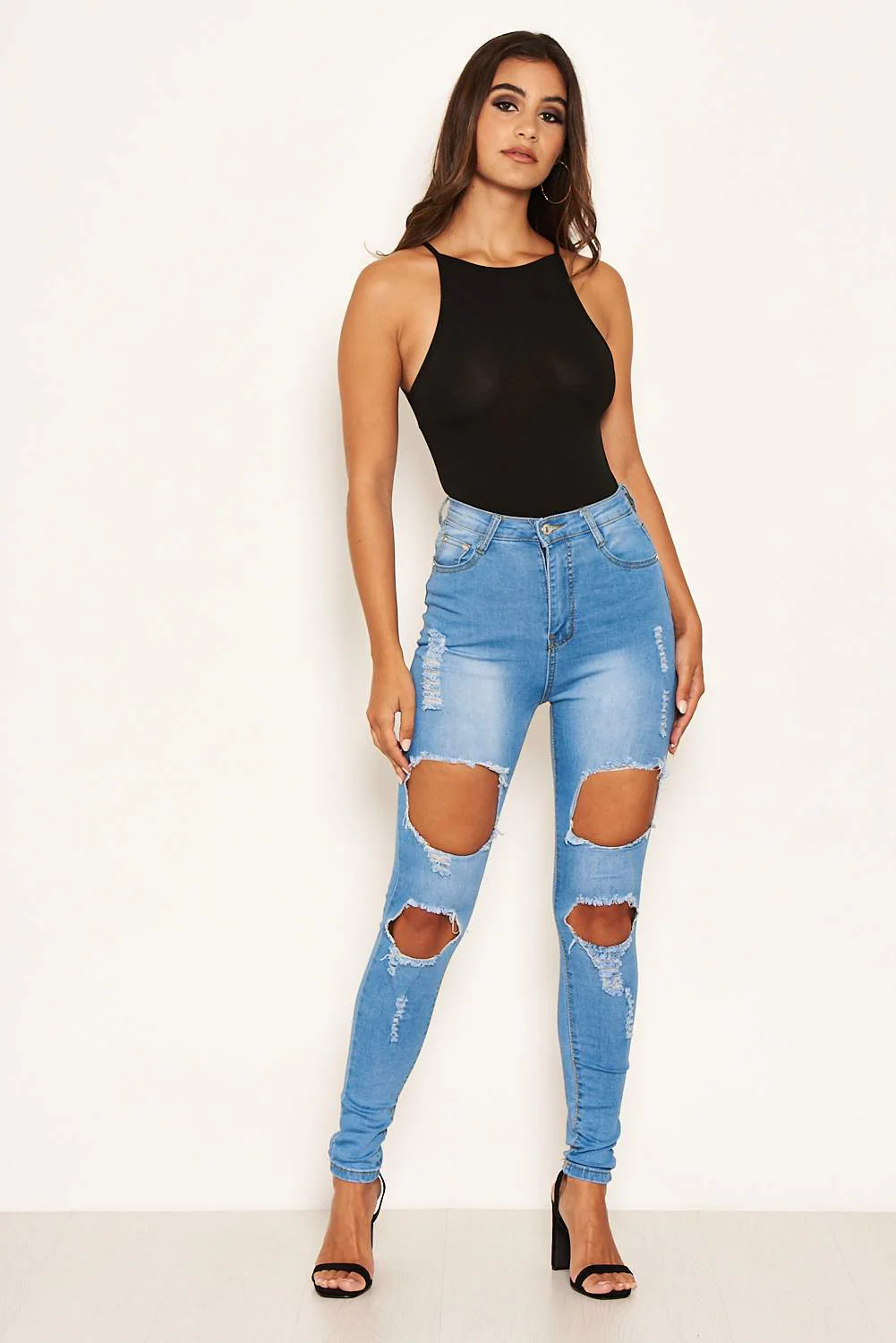 Blue Ripped High Waisted Jean - Image 3