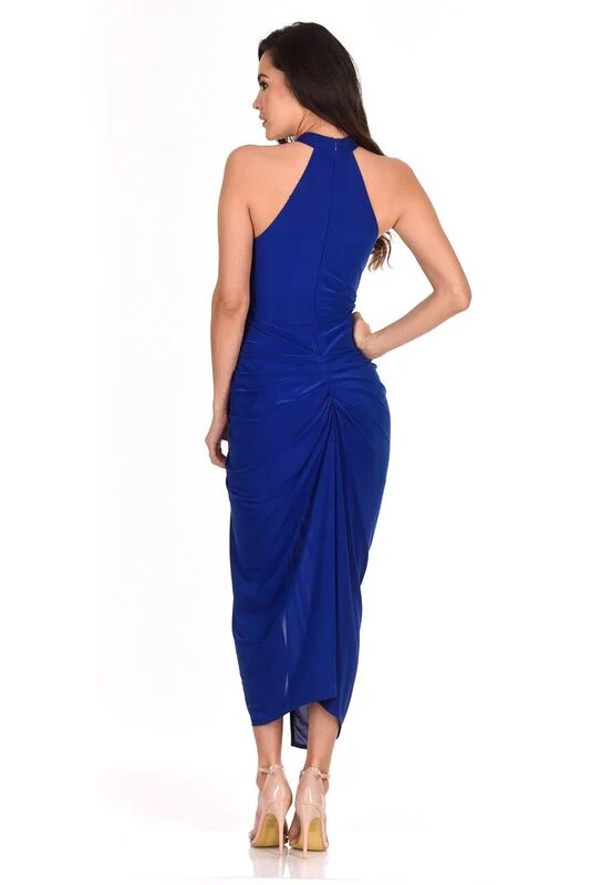 Blue Ruched Wrap Dress - Image 3