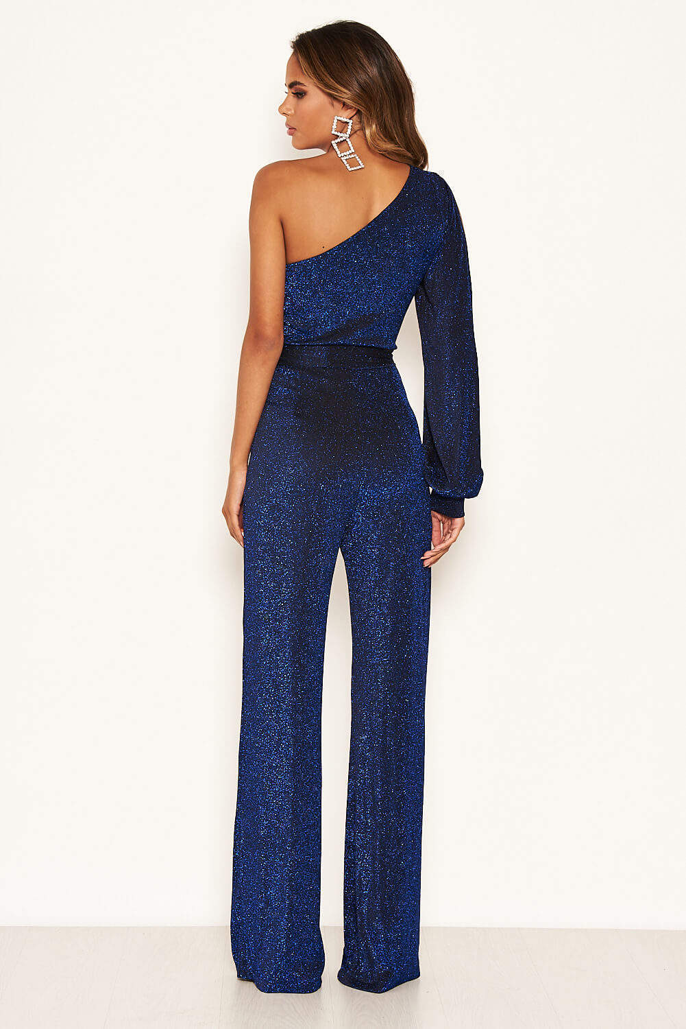 Blue Sparkle One Shoulder Jumpsuit - Image 5