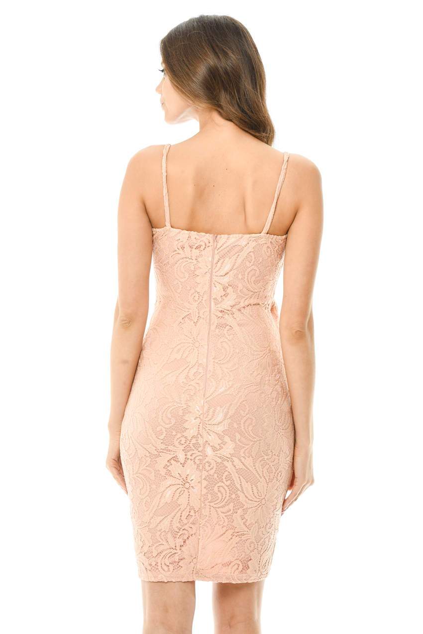 Blush Bodycon Lace Wrap Dress - Image 3