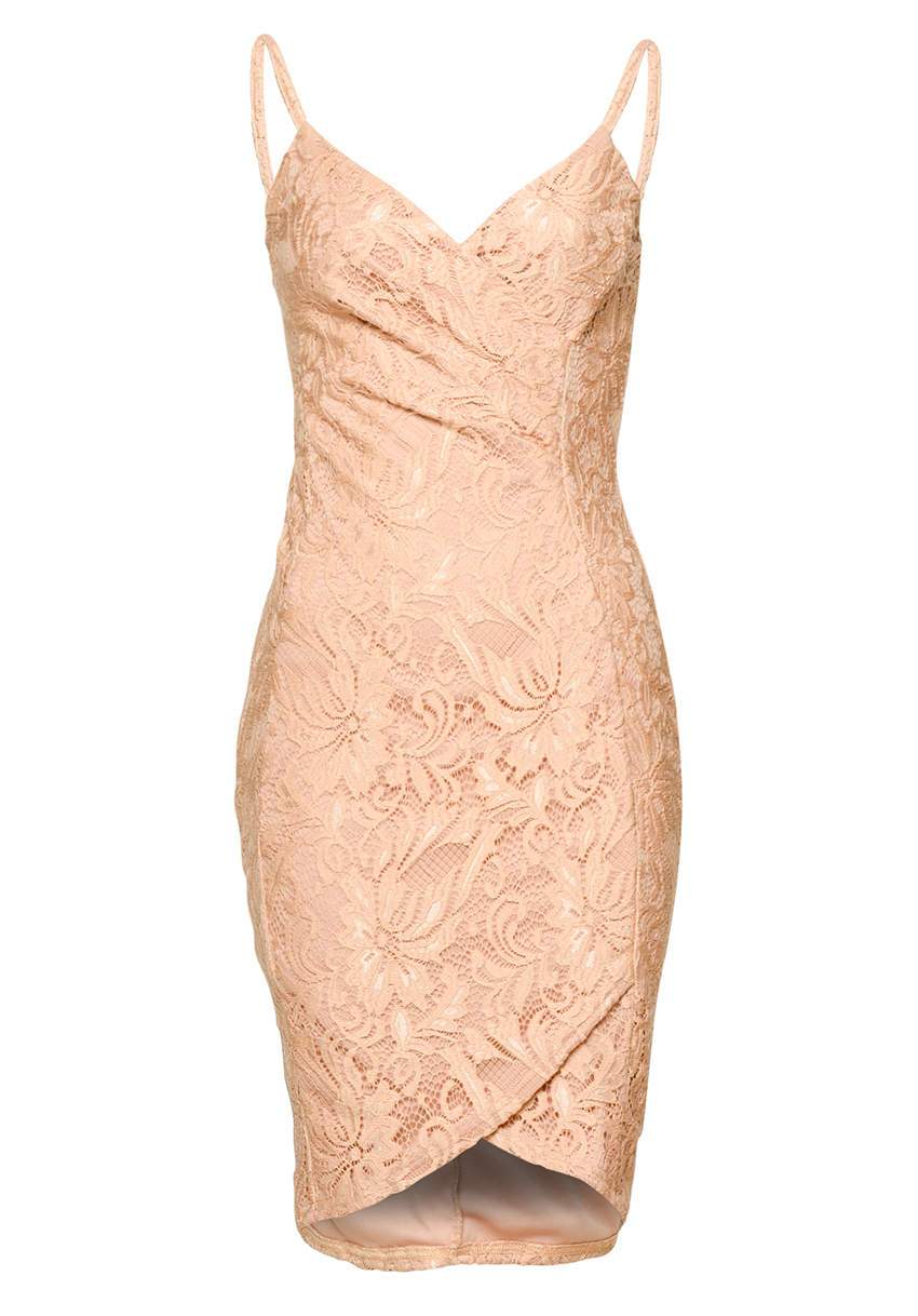 Blush Bodycon Lace Wrap Dress - Image 4