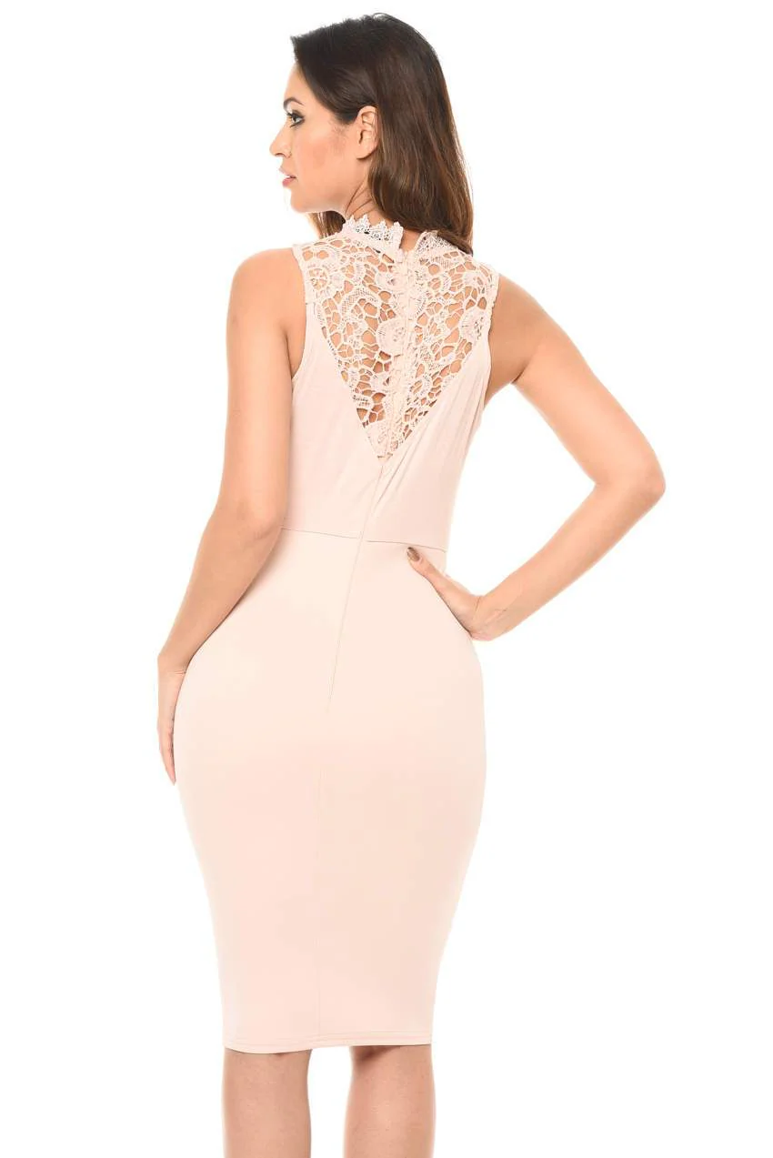 Blush High Neck Bodycon Dress - Image 4
