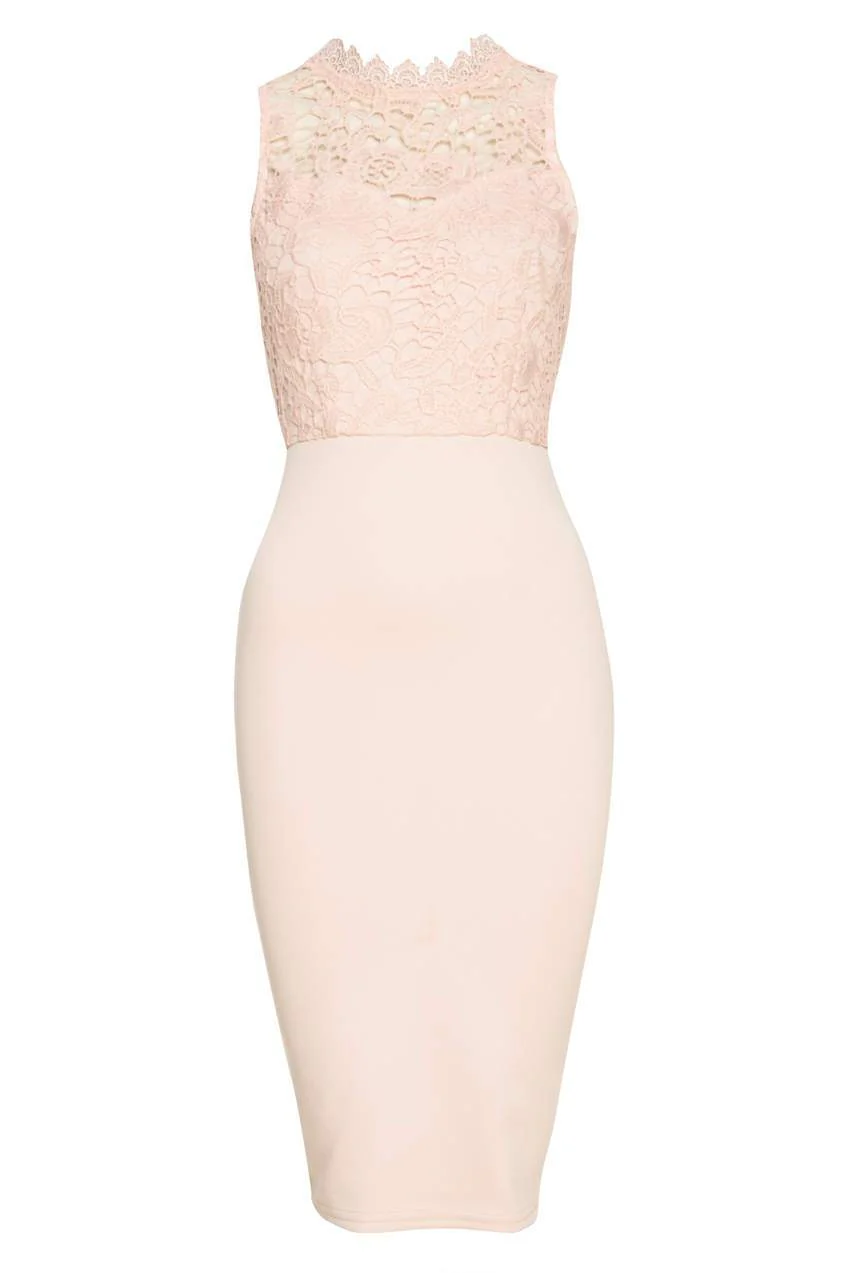 Blush High Neck Bodycon Dress - Image 5