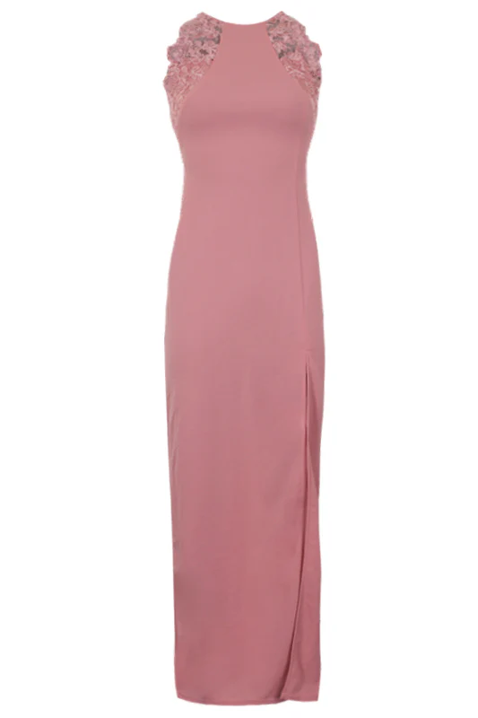 Blush Lace Detail Maxi Dress - Image 4