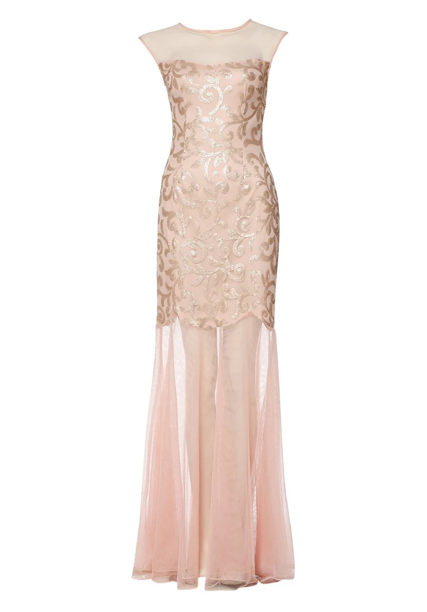 Blush Sequin Bodice Chiffon Maxi Dress - Image 4