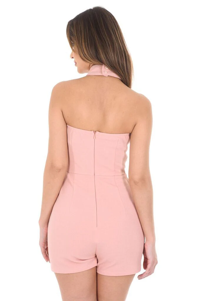 Blush Skort Playsuit With A Choker Neckline - Image 3